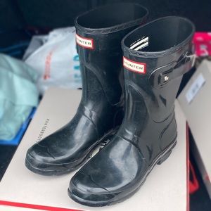 Glossy Black Hunter Boots